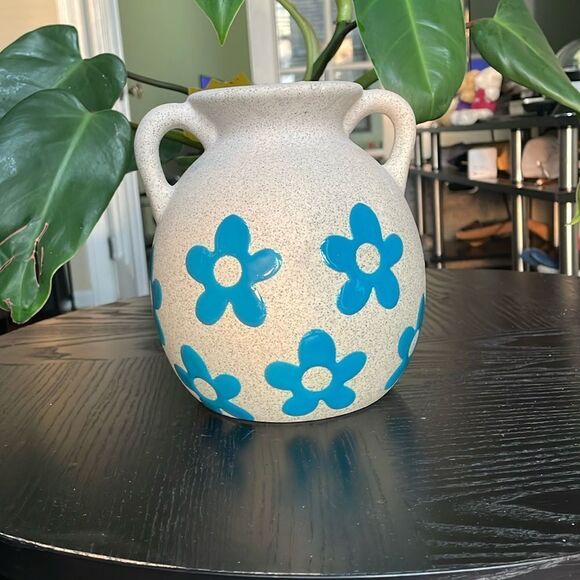 Eccolo large blue flowers handle vase plant pot table top decor house decoration - Picture 1 of 10